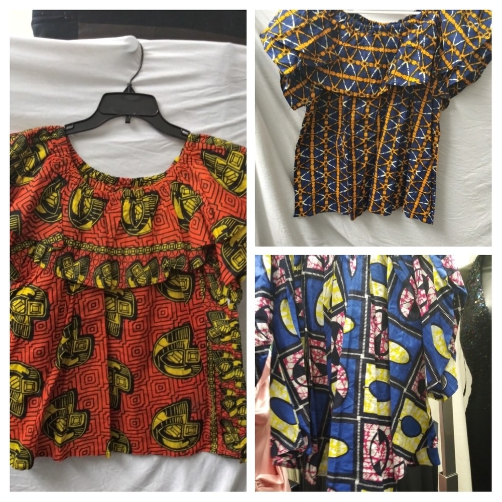 Afrocentric top.  $20 each three colors left $20 e